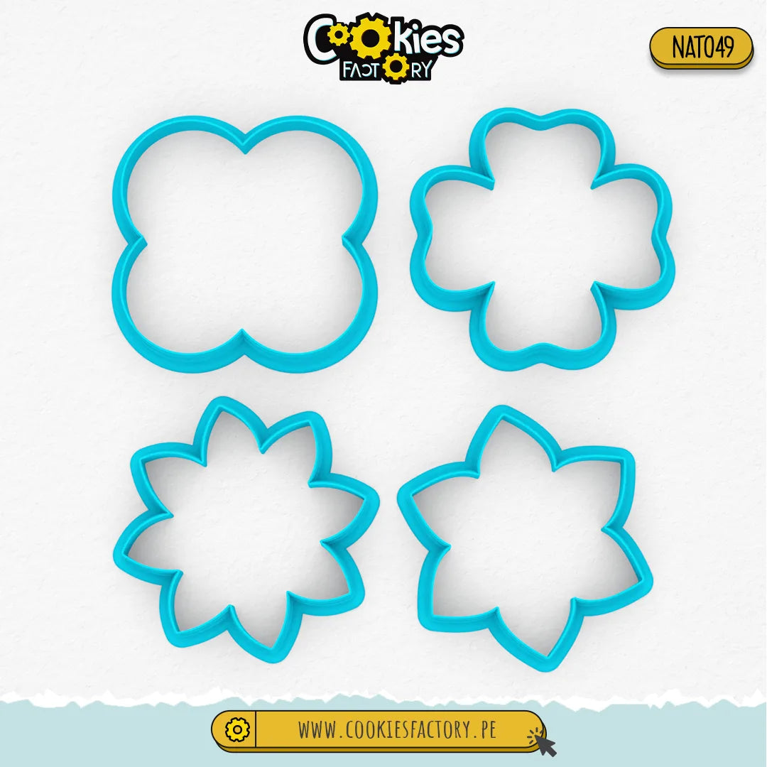 Siluetas de Flores x4